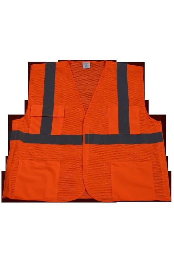 OVM2-5PB-S-M Safety Vest Ansi Class Ii Orange Mesh 5-Point Break Away, Small & Medium