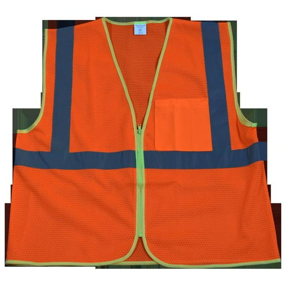 Petra Roc OVM2-CB0-4X-5X Safety Vest Ansi Class 2 Contrast Binding Orange Mesh, 4X & 5X