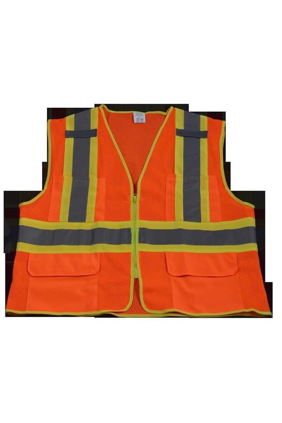 OVM2-CB1-L-XL Safety Vest Ansi Class Ii Orange Mesh Contrast Binding, Large & Extra Large