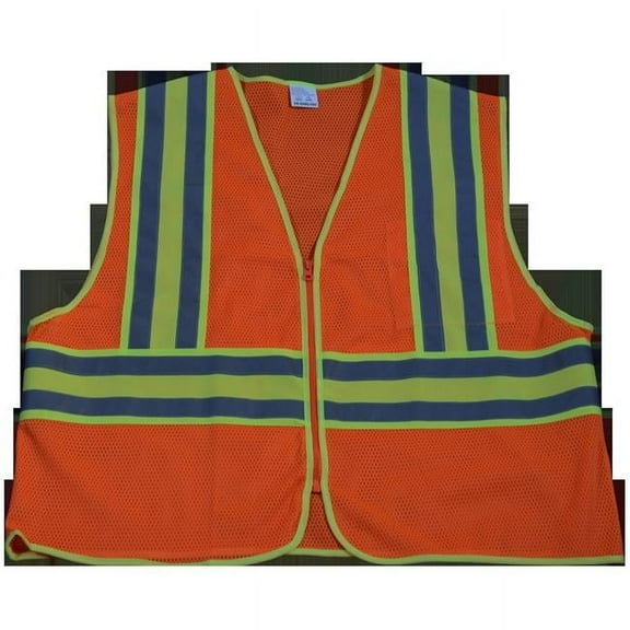 Petra Roc OVM2-CB2-2X-3X Safety Vest Ansi Class Ii Orange Mesh Contrast Binding 2, 2X & 3X
