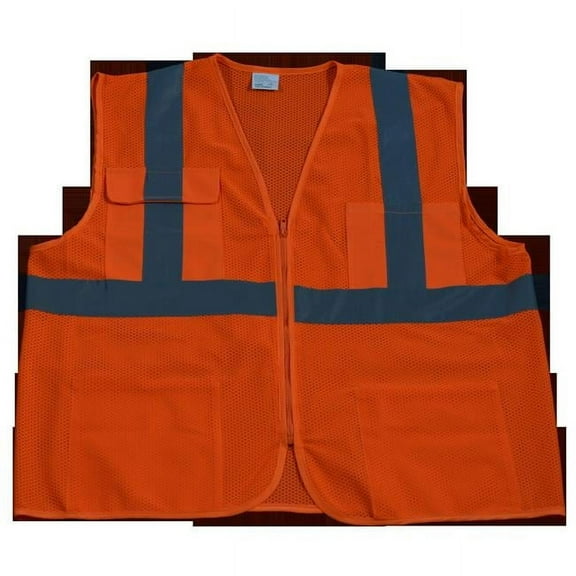 Petra Roc OVM24-4X-5X Safety Vest Ansi Class 2 All Mesh 4-Pocket, Orange - 4X & 5X
