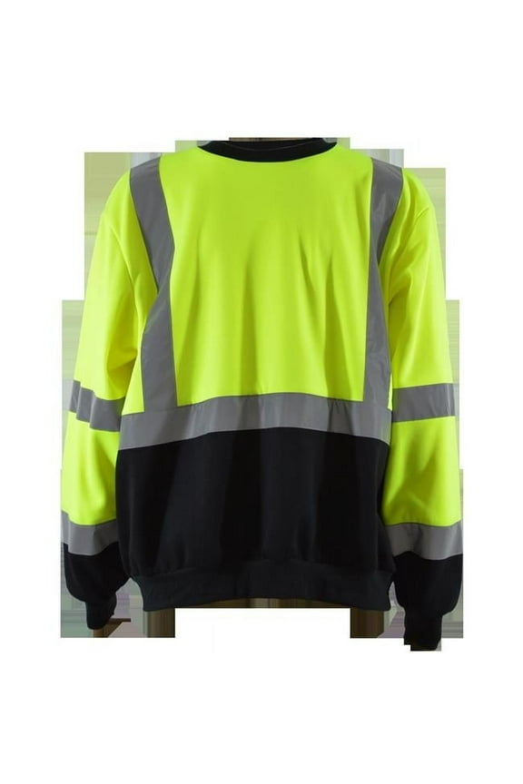 Sweatshirt Crew Neck Two Tone Ansi Class 3 Lime & Black - 5X