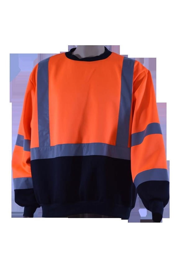 OBCSW-C3-S Sweatshirt Crew Neck Two Tone Ansi Class 3, Orange & Black - Small