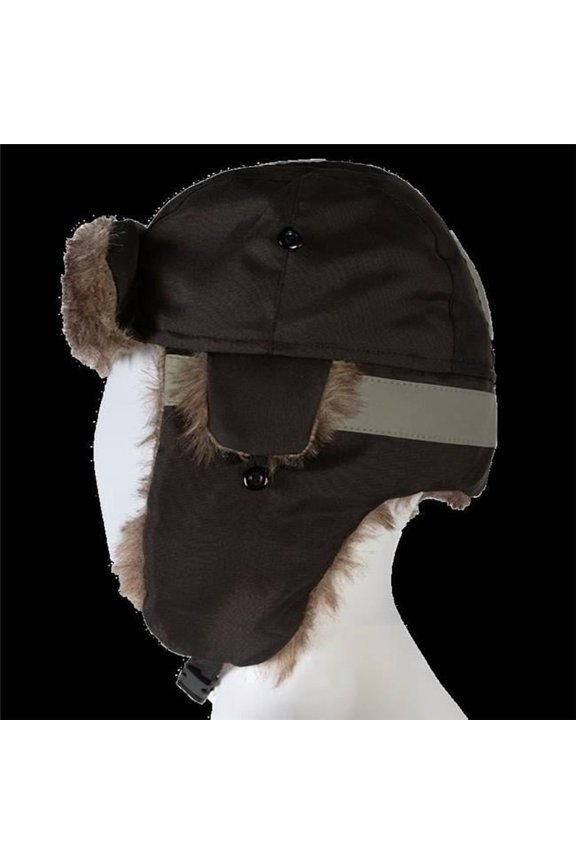 TTH-BLK Thermal Winter Trapper Hat - Black with Reflective Piping, Wind & Water Resistant - One Size