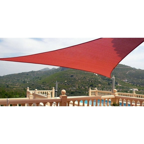 Petra's 20 Ft. X 20 Ft. X 20 Ft. Triangle Terracotta Sun Sail Shade. Durable Woven Outdoor Patio Fabric w/ Up To 90% UV Protection. 20x20 Foot