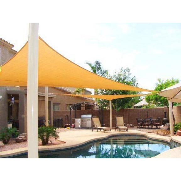 Petra's 23 Ft. X 23 Ft. X 23 Ft. Triangle Desert Sand Sun Sail Shade. Durable Woven Outdoor Patio Fabric w/ Up To 90% UV Protection.