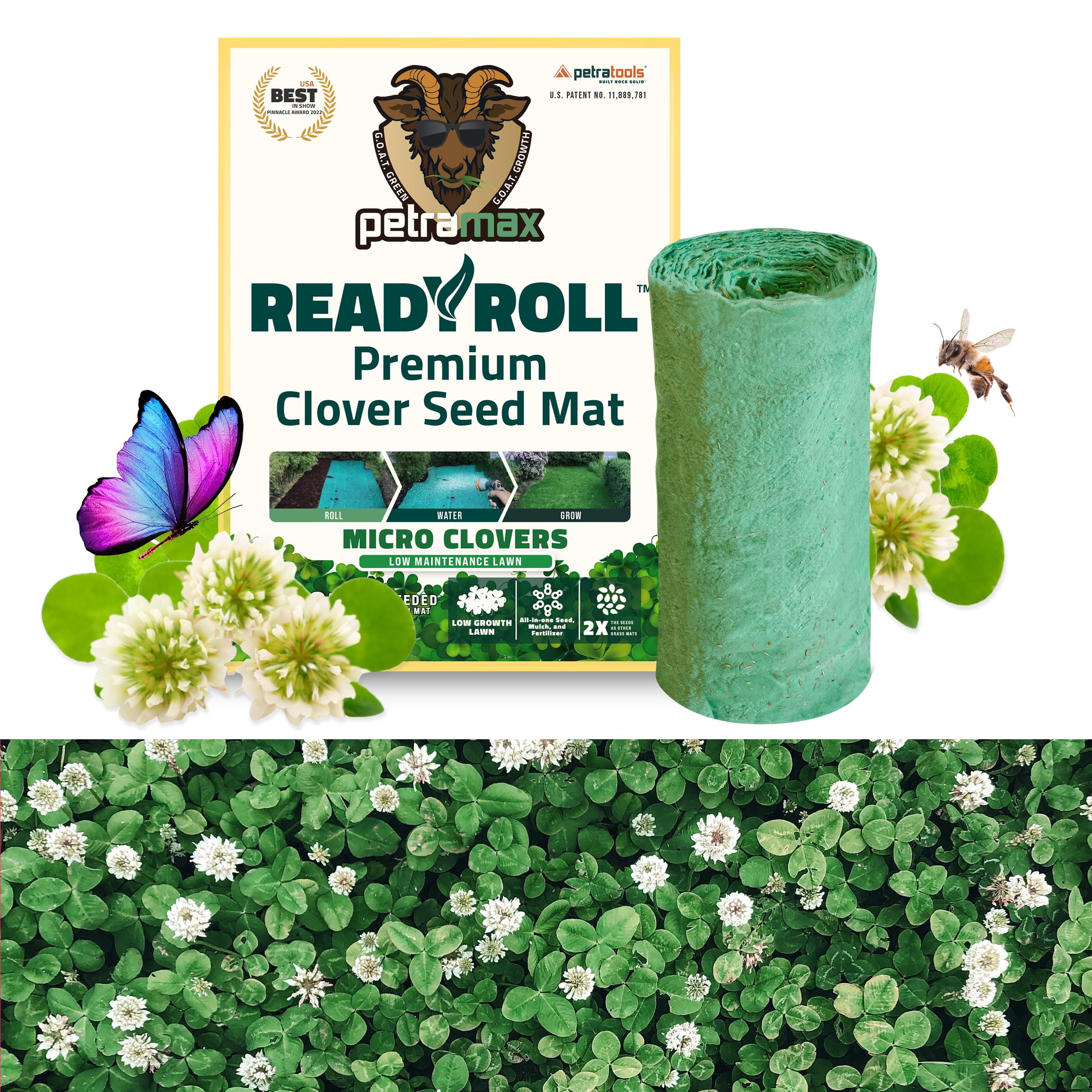 PetraMax Clover Grass Seed OIF8 Mat Roll with Seed Ft Clover Seeds