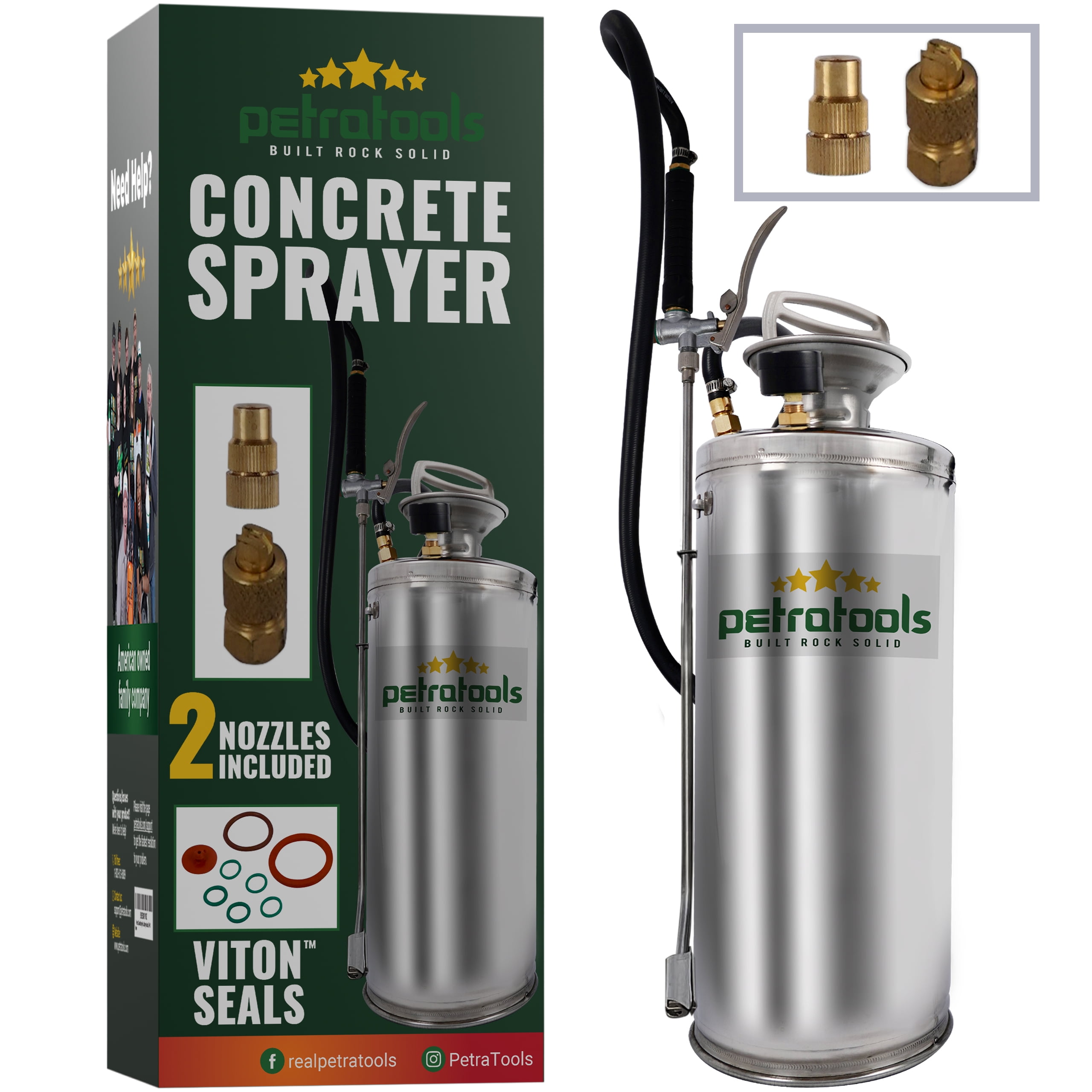 PetraTools 2 Gallon Concrete Sprayer Stainless Steel Hand Pump Sprayer