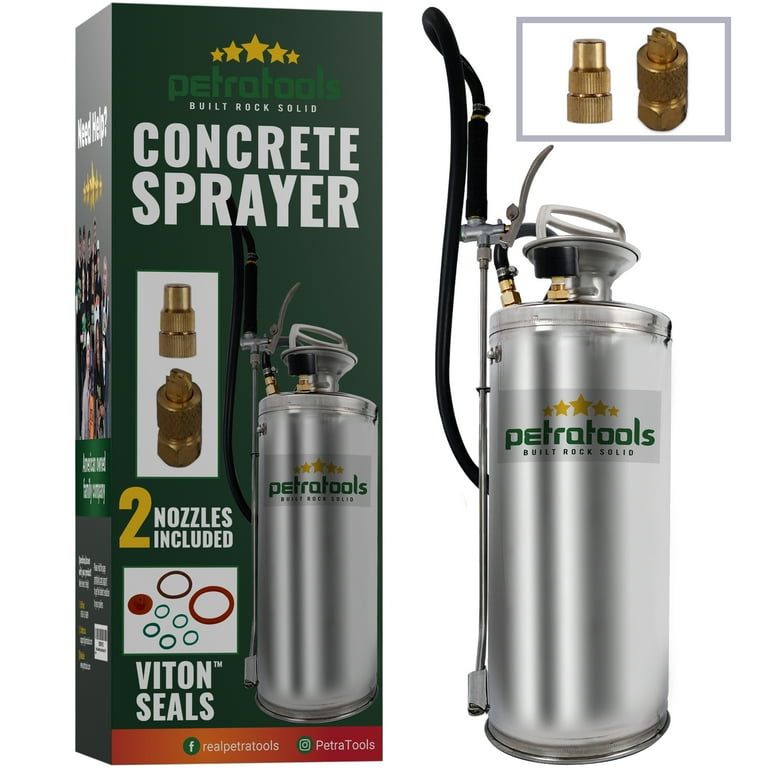 PetraTools 2 Gallon Concrete Sprayer - Stainless Steel Hand Pump