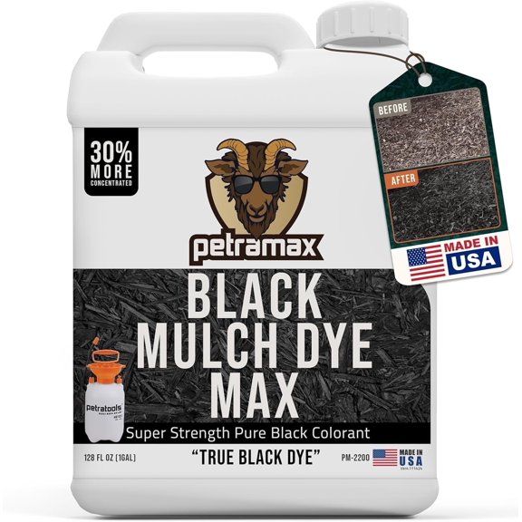 PetraMax Black Mulch Dye Spray for Landscaping and Lawn Care, 1 Gallon