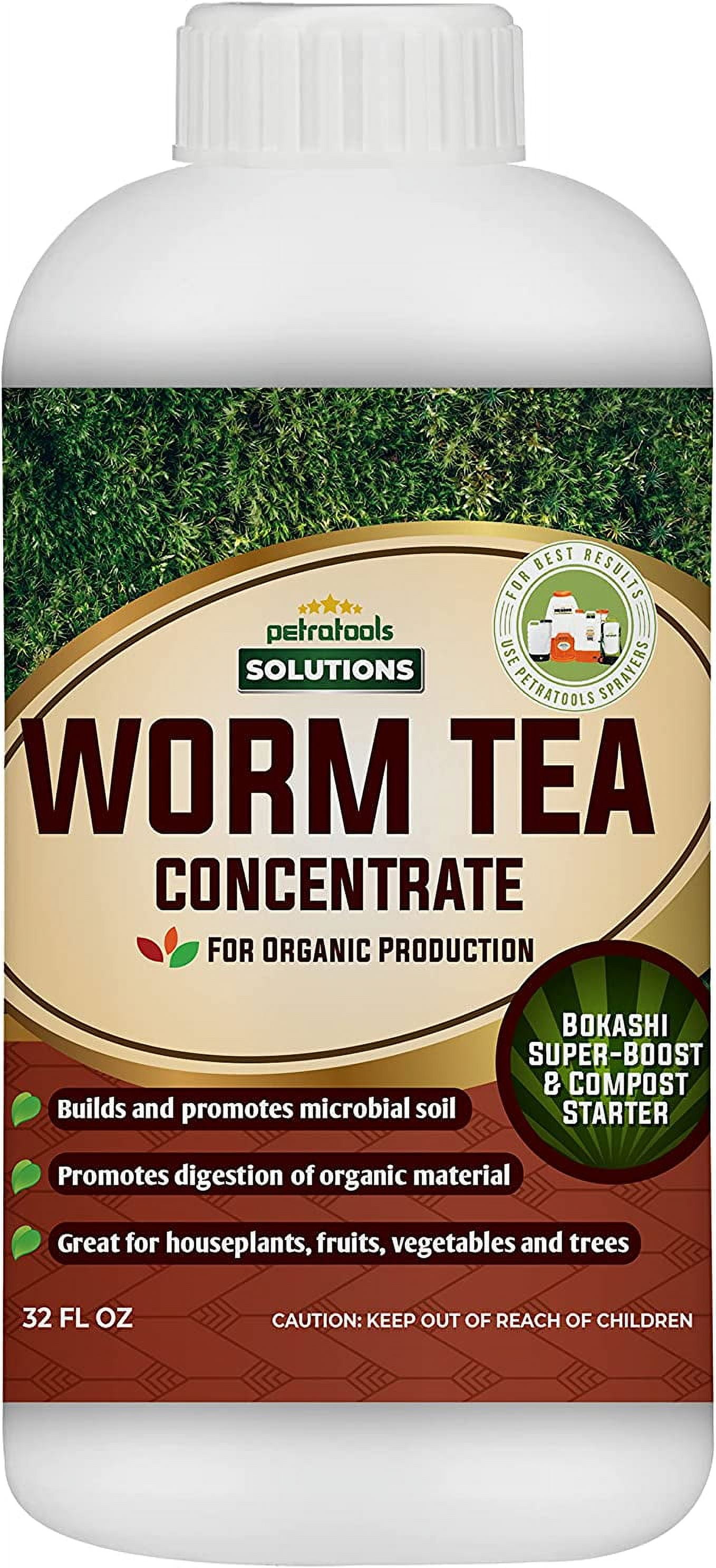 PetraTools Worm Tea for Gardening Soil and Worm Tea Fertilizer 32 Oz