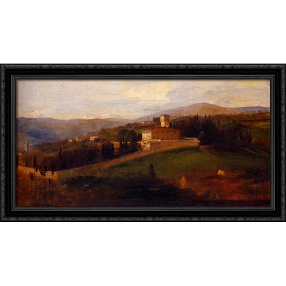 Petraia 40x22 Large Black Ornate Wood Framed Canvas Art by George Frederick Watts