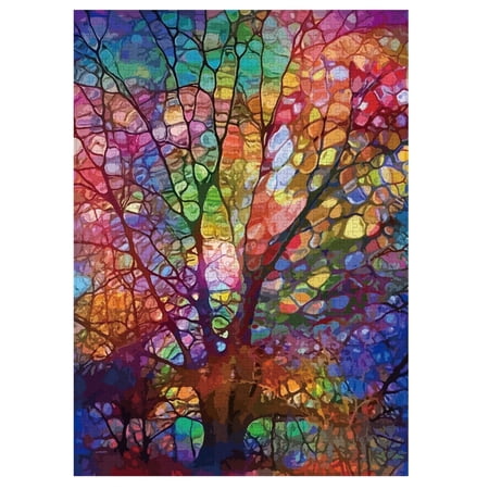 Lamplig Jigsaw Puzzles 1000 Pieces for Adults, Tree of Life Puzzle for Adults Colorful Mosaic Tree of Life Art Fun Jigsaw Puzzles Game Artwork for Adults Toys Gift, 50*70cm