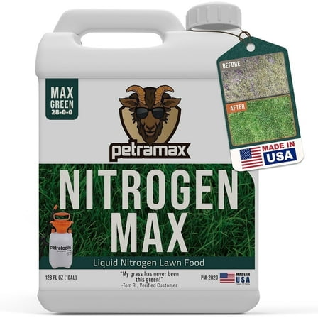 Petramax Liquid Nitrogen Grass Fertilizer, Liquid Plant Fertilizer Spray for Lawns and Plants, 1 Gallon