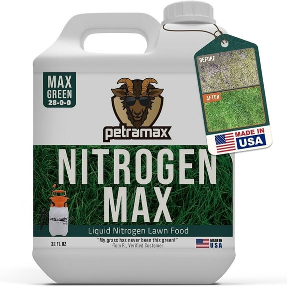 Petramax Liquid Nitrogen Grass Fertilizer, Liquid Plant Fertilizer Spray for Lawns and Plants, 32 Oz