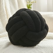 Petrella Knot Pillow Ball Round Throw Pillows Home Decor Cushion Decorative Throw Pillows Lambswool Black 8 Inch
