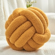 Petrella Knot Pillow Ball Round Throw Pillows Home Decor Cushion Decorative Throw Pillows Lambswool Ginger 11 Inch