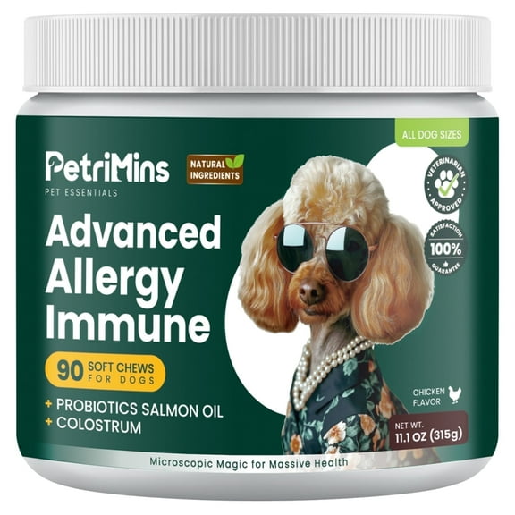 PetriMins Allergy Relief Multivitamin Chewables for Dogs, Chicken Flavor, 90 Count