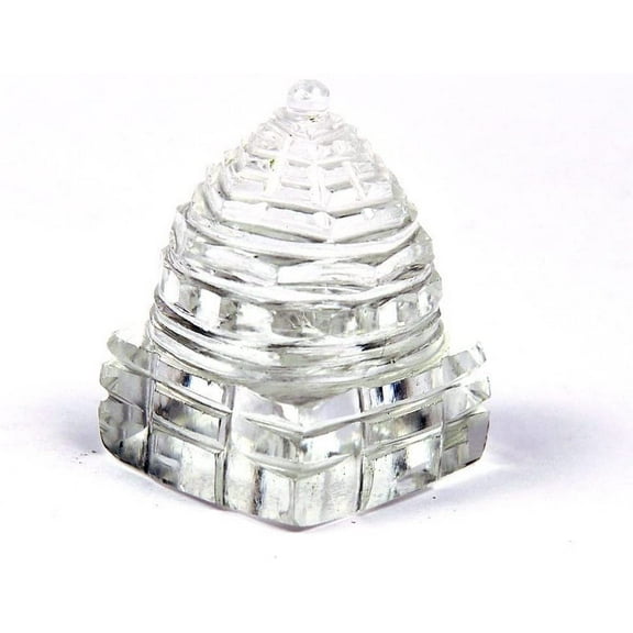 Petrichor Crystal Sphatik Shree Sumeru Yantra Pyramid Decoration Gifts (Big, Clear)