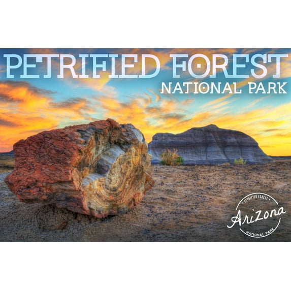 Petrified Forest National Park, Arizona, Yellow and Blue Sunset (12x18 Wall Art Poster, Room Decor)