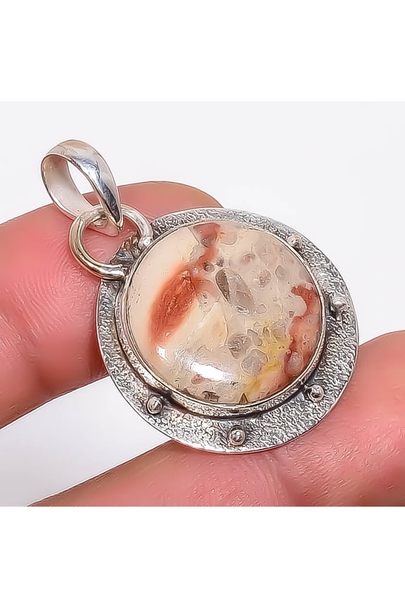 Petrified Peanut Wood Jasper 925 Sterling Silver Pendant 1.40" T85, Gemstone Silver Jewelry, New Year Sale, Valentin's Day Gift