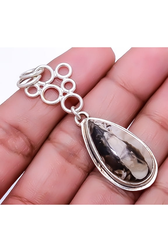 Petrified Peanut Wood Jasper 925 Sterling Silver Pendant 2.34"|Handmade Pendant, Gift for her, Brown Pendant, Gemstone Silver Jewelry