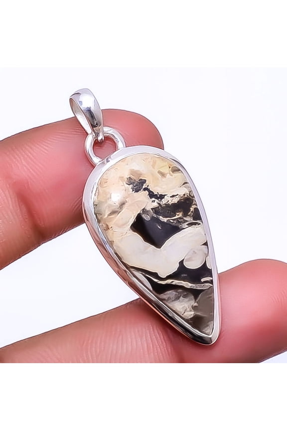 Petrified Peanut Wood Jasper - Australia 925 Sterling Silver Pendant 1.76" P19