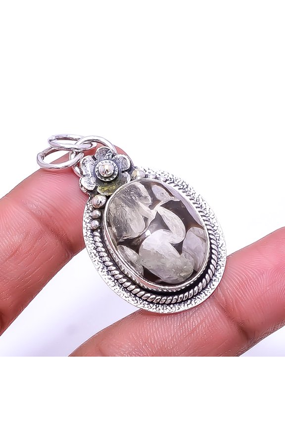 Petrified Peanut Wood Jasper - Australia 925 Sterling Silver Pendant 1.76" P76, Gemstone Jewelry, Birthday Gift, Christmas Gift
