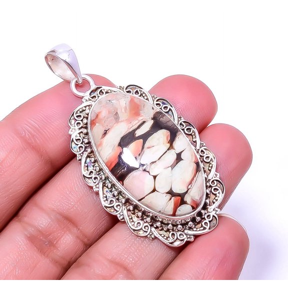 Petrified Peanut Wood Jasper - Australia Fine Art 925 Silver Pendant 2.07" P53