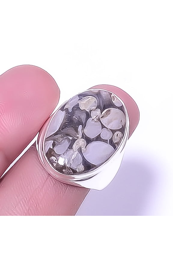 Petrified Peanut Wood Jasper Gemstone 925 Silver Plated Handmade Ring s.8 A376, Valentine's Day Gift, Birthday Gift, Beautiful Jewelry For Woman