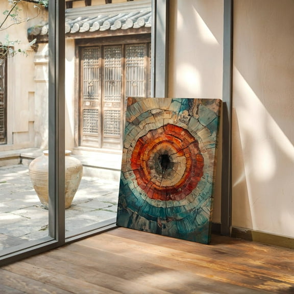 Petrified Wood - Abstract Tree Ring - Vibrant Red & Blue Geode Print - Rustic Nature Decor - Organic Earthy Artwork Wall Art, Modern Wall Decor, 24x36 UNFRAMED