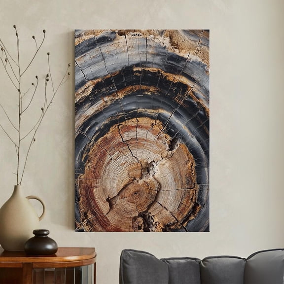 Petrified Wood Tree Ring Abstract Rustic Wall Art Natural Earthy Decor Boho, Unframed Paper Poster 11x14in
