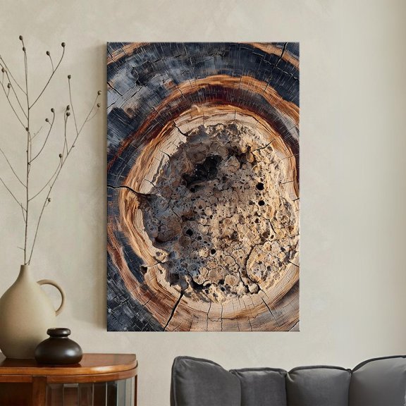 Petrified Wood Tree Ring Wall Art Abstract Nature Rustic Home Decor Print Boho, Unframed Paper Poster 8x10in