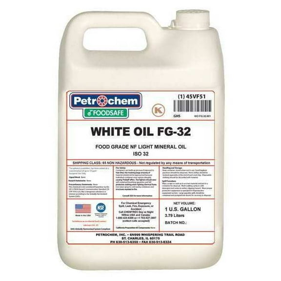 Petrochem Mineral Hydraulic Oil, Food Grade, ISO 32, 1 Gal. WO FG-32-001
