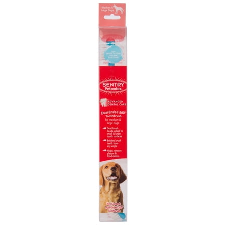 Petrodex Dual Ended 360 Degree Toothbrush for Dogs - (Large) 8.25" Brush (1.25" Bristle Diameter)