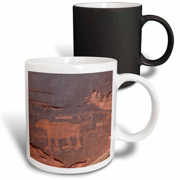 3drose, Petroglyphs Rock Art, Arches National Park, Utah, Usa., 11oz Magic Transforming Mug