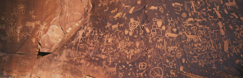 Petroglyphs on Newspaper Rock Utah Canvas Art - Panoramic Images (36 x 12)