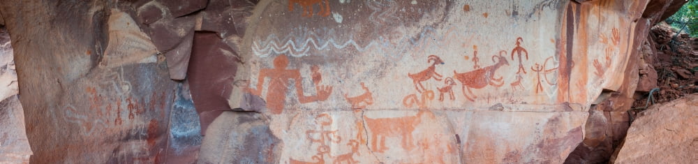Petroglyphs on rock Palatki Ruins Sedona Arizona USA Canvas Art - Panoramic Images (5 x 20)