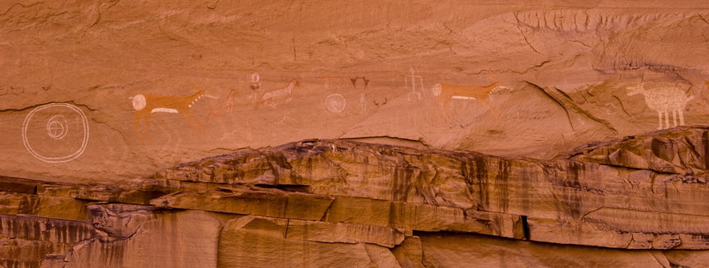 Petroglyphs on sandstone Canyon de Chelly National Monument Arizona USA Canvas Art - Panoramic Images (12 x 30)