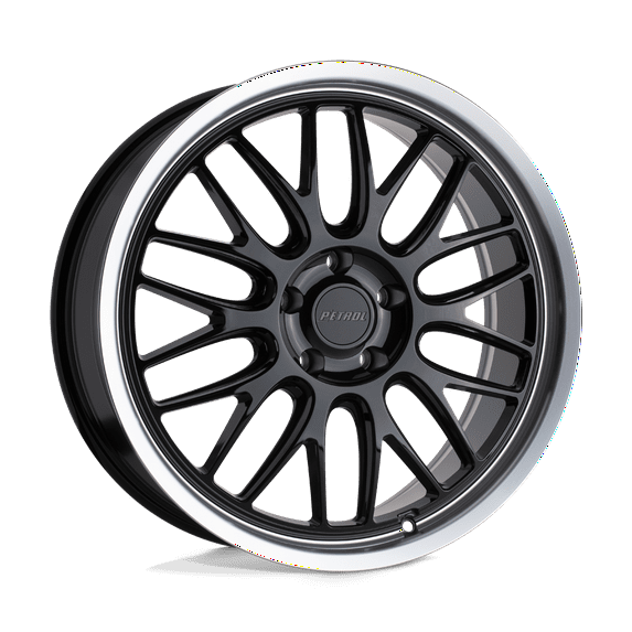 Petrol Aluminum Rim P4C 16X7in Gloss Black with Machined Cut Lip Finish, 1670P4C405100B72