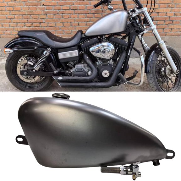 Petrol Gas Fuel Tank With Cap For Harley Davidson Dyna 1995-2005 14L Unpainted Silver