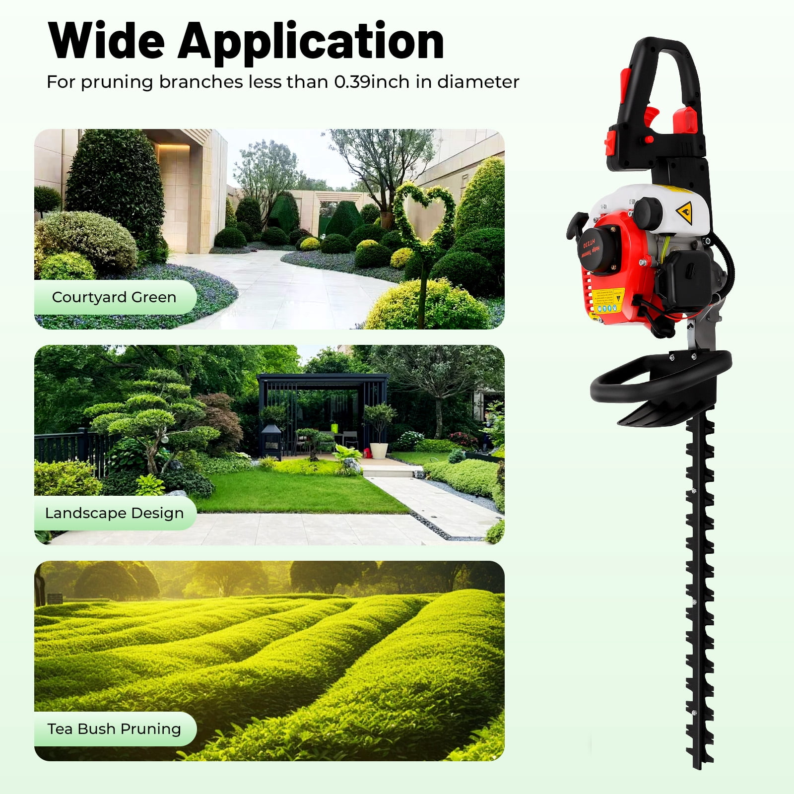 Petrol Hedge Trimmer Lightweight Engine Garden Brush Cutter 22.5cc 9000r/min