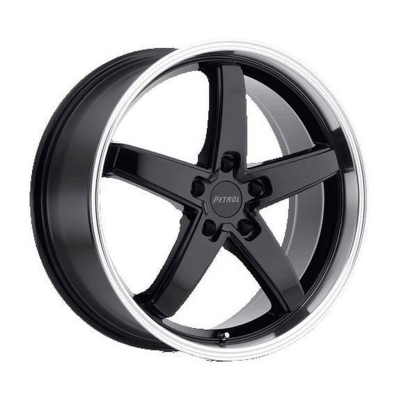 Petrol P1B 19X8 5X112 32Et 76.1Cb Gloss Black W/ Machined Cut Lip Wheel