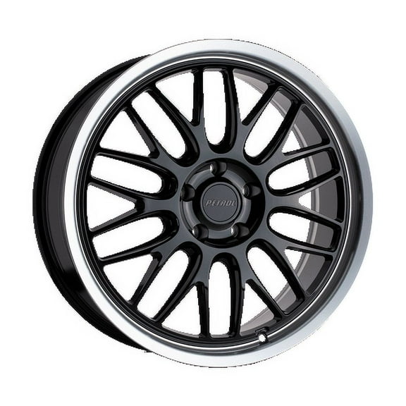 Petrol P4C 17X8 5X112 40Et 76.1Cb Gloss Black W/ Machined Cut Lip Wheel