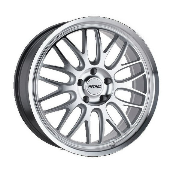 Petrol P4C 18X8 5X115 40Et 76.1Cb Silver W/ Machined Face & Lip Wheel