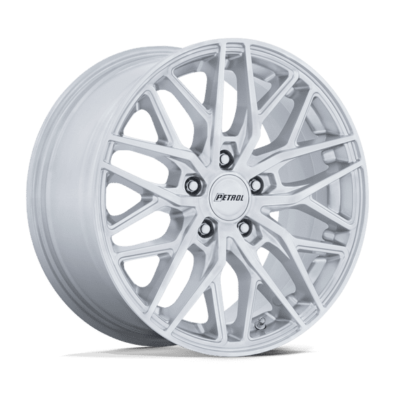 Petrol Wheels - P3E - 17in, Cast Aluminum, Machined Brushed Gloss Silver, 17X8, 5X115, 40mm, 194933393039, SAE J2530 JWL VIA