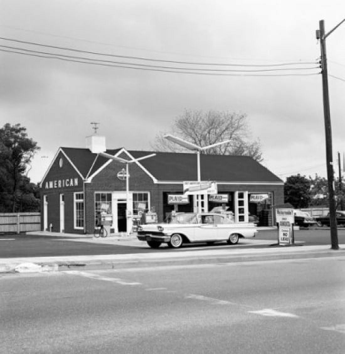 Petrol station with car parked in front USA Canvas Art - (24 x 36)