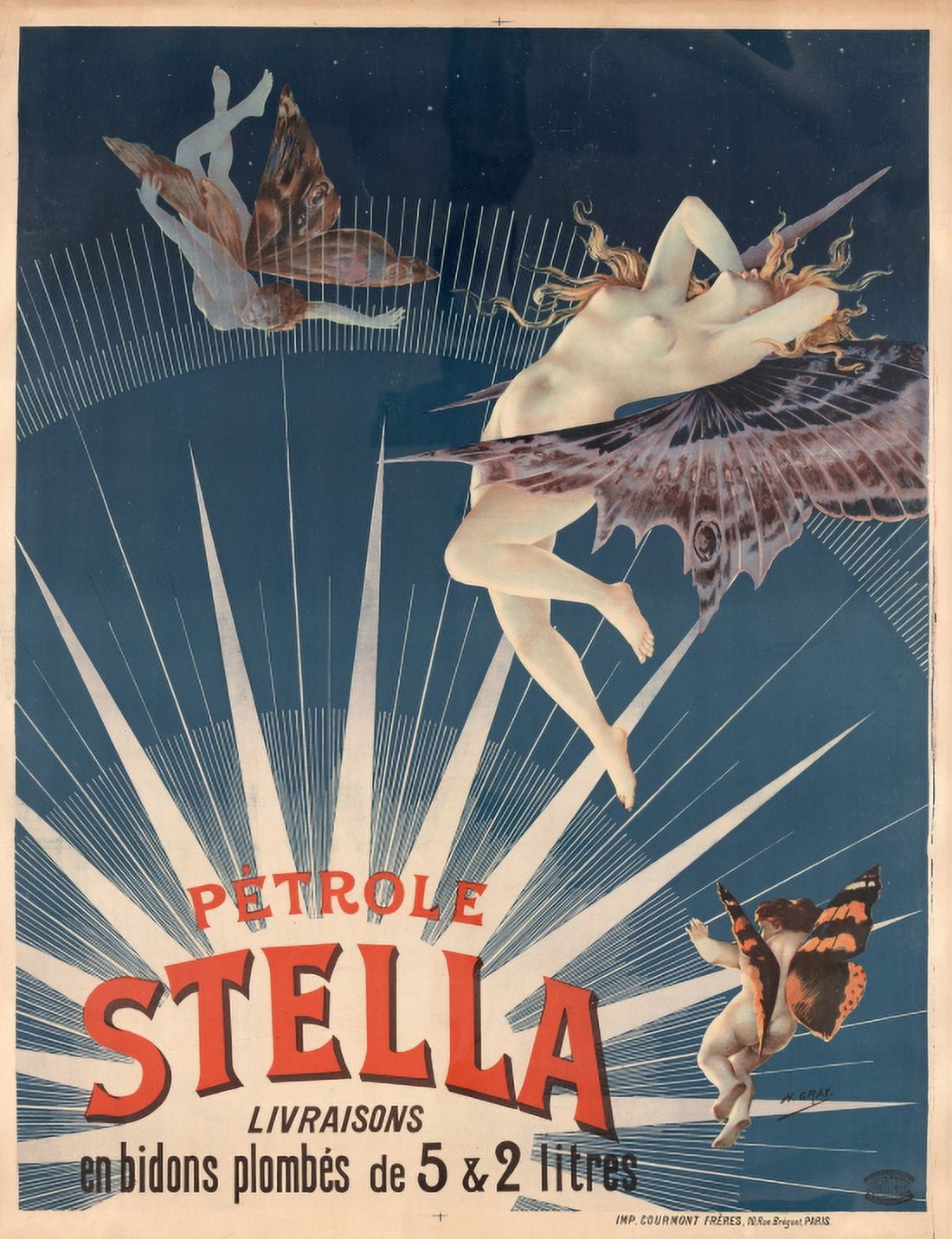 Petrole Stella Livraisons En Bidons Vintage French Ad 1897 Canvas Art - (24 x 36)