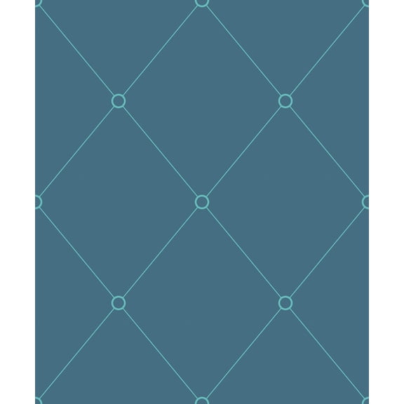 Petroleum  Aquamarine Quilt Outline Wallpaper