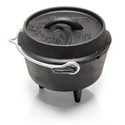 Petromax Cast Iron Dutch Oven for Cooking or Baking Outdoors Over a Campfire or in the Home Kitchen, Pre-Seasoned Cookware Conducts Heat Evenly, 3 Legs, 1 Quart